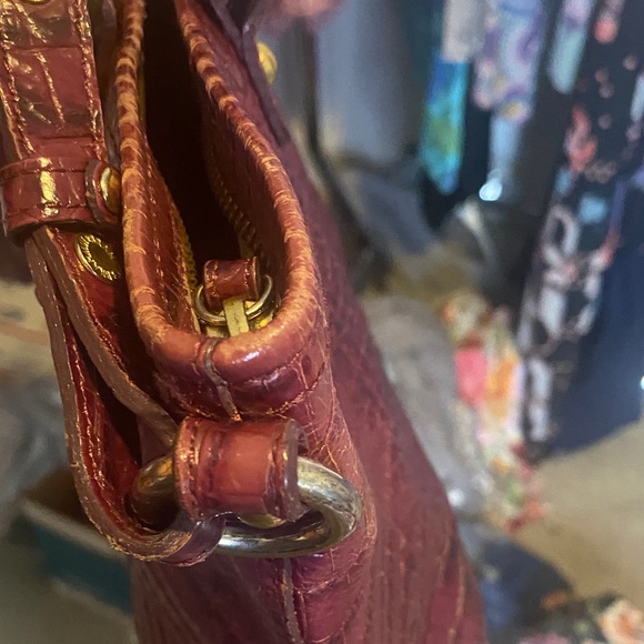 Brahmin Deep Purple Crocodile Embossed Satchel - Picture 9 of 14